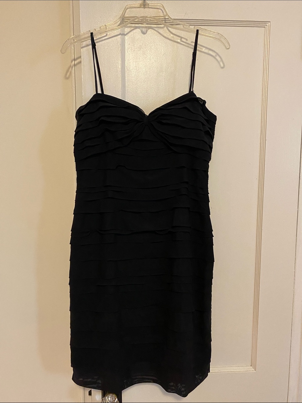 Calvin Klein black spaghetti strap tiered dress size 8